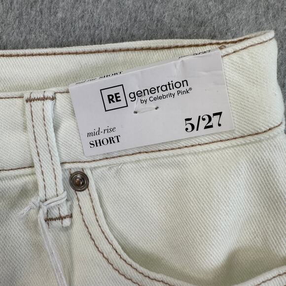 Regeneration by Celebrity Pink Short WMNS 5/27 Cream Denim Shortie Mid Rise Boho - Picture 2 of 9